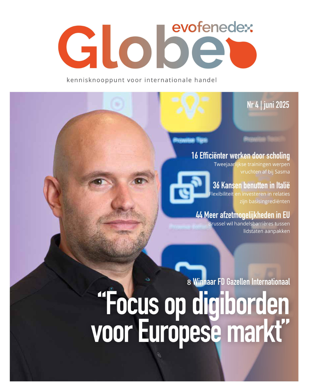 The cover of evofenedex's Globe Magazine featuring their interview with Sasma.